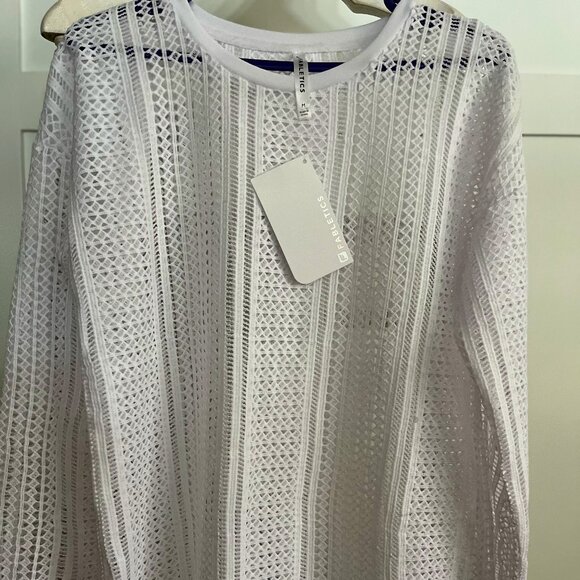 BNWT Fabletics Sophie Tunic White Sheer Crochet Lace Long Sleeve (M) - Picture 2 of 7